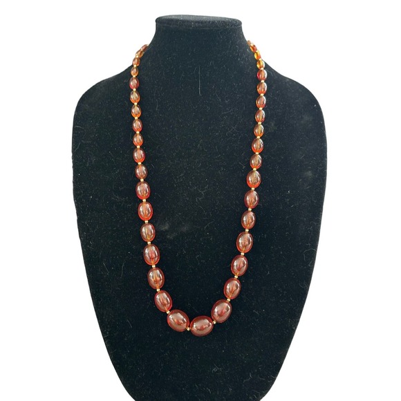 Fabulous Joan Rivers Faux Amber Goldtone Vintage Necklace 32” - Picture 6 of 9
